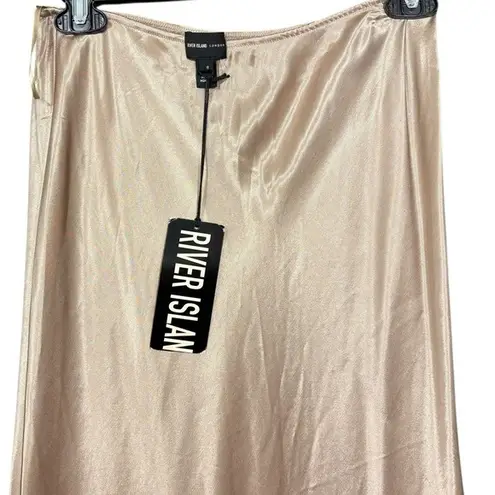 River Island Gold Satin Maxi Skirt Slip Skirt Size US 4 UK 8