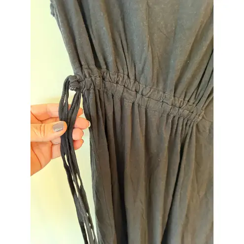 Modern Citizen Sleeveless Pleated Gathered Tie Midi Dress Black Women's Small