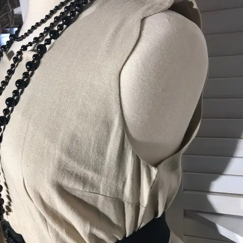 Sigrid Olsen NWOT Midi Dress Sleeveless Side Pockets Lightweight Fabric Beige XL