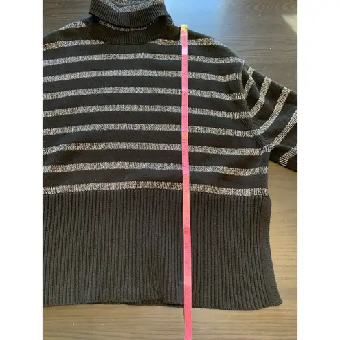 Gap ‎ Turtleneck Sweater Womens Small Split-Hem Striped Cotton Oversized Metallic - Image 12