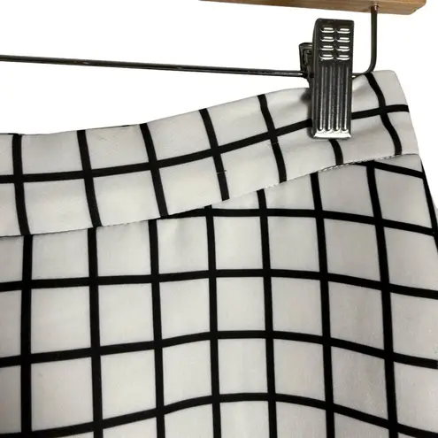 Cameo White Black Windowpane Plaid Stripe A-Line Mini Skirt Size M