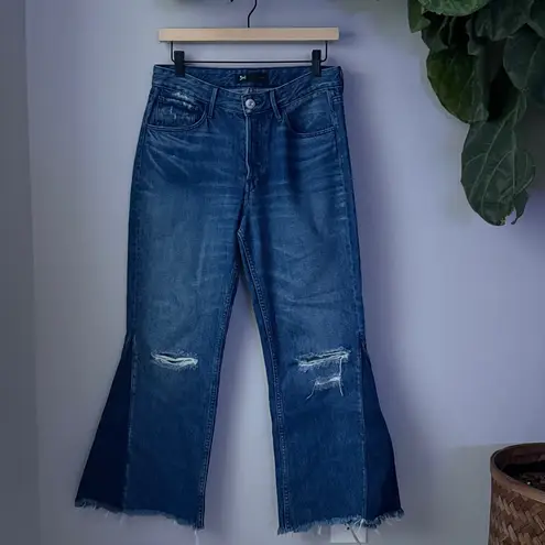 3x1  Higher Ground Gusset in Vasto Cropped Raw Hem Button Fly Flare Jeans