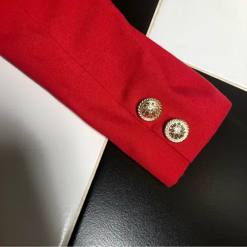 Vintage 80s 90s Morgan Miller Red & Black Blazer Shoulder Pads Gold Buttons sz M Size M