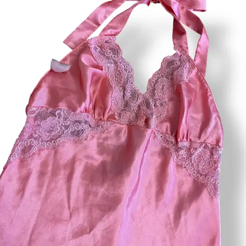 Frederick's of Hollywood Y2K Frederick’s of Hollywood Lace Halter Chemise Pink Slip Dress Lingerie M