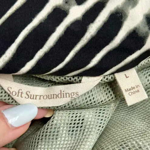 Soft Surroundings Go Lively Shibori Hooded Anorak Jacket Size L Zip Snaps Lined