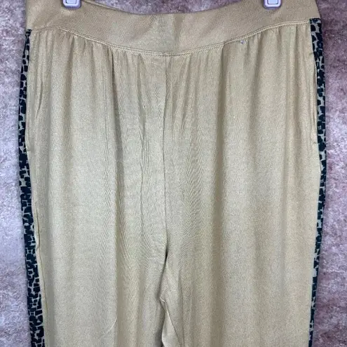 Retreat Rhonda Shear Knit Lounge Pants Suntan Abstract Animal L Tan Size L
