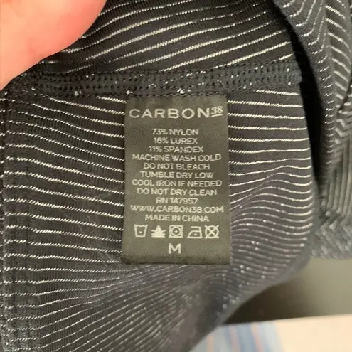 Carbon38 Black Striped Metallic Flared Shimmer Pants Size Medium New