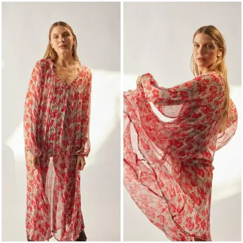 Natalie Martin 💕💕 Fiore Maxi Dress ~ Chiffon Watercolor Dove Medium M NWT