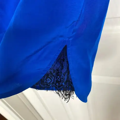 Karina Grimaldi Paolo Romper Cobalt Royal Blue Silk Size Small Lace Revolve