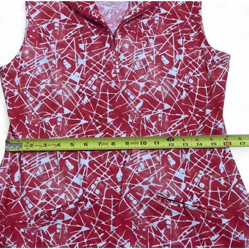 IBKUL COLLEEN Sleeveless Dress Size S UPF 50 Quick Dry Pink Roses Animal Print Red Size M