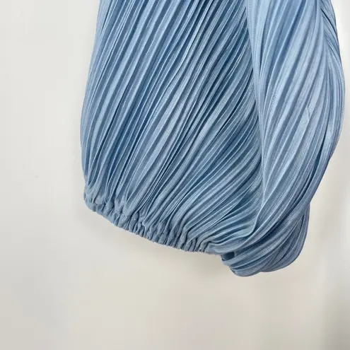 Moon River Women's Light Blue Long Sleeve Pleated Cutout Midi Dress Size Large