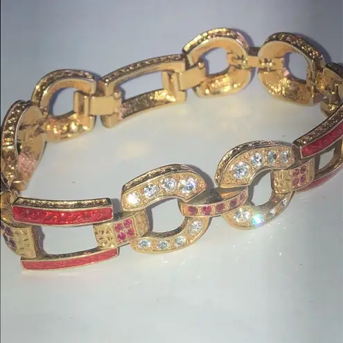 Camrose & Kross JBK Jackie Kennedy Equestrian Red Enamel CZ Rhinestone Bracelet
