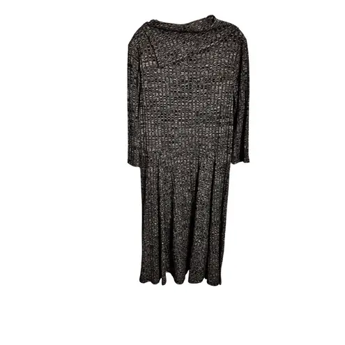 Robbie Bee Size XL Business Casual Lined Gray Textured Cowl Neck Buttoned Dress