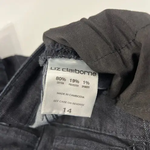 Liz Claiborne  Skinny Leg Jeans Womens 14 Black Cotton Denim Stretch Curvy Fit