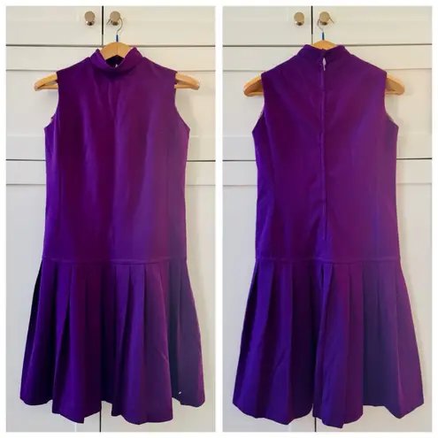 Vintage Parade Sleeveless Purple Mock Neck Shift Dress, Dropped Waist sz. M Size M