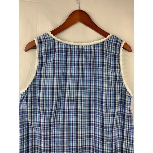 Avenue Women’s Blue Plaid Lace Tank Top Size L