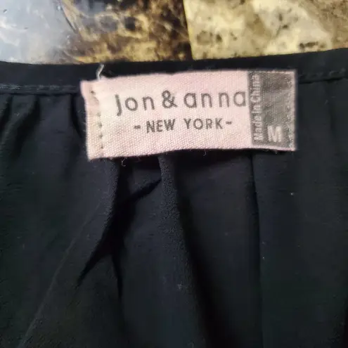 Jon & Anna New York black medium sheer 3/4 sleeves blouse