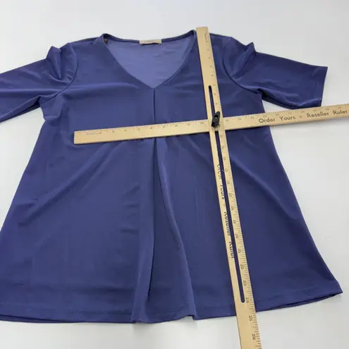 Gilli Shirt Womens Small Purple Short Sleeve V Neck Flare Stretch USA Blue