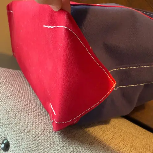 L.L. Bean Boat & Tote Bag Blue Red Canvas 16x12” Removable Stitching‎ Or Patch K - Image 8