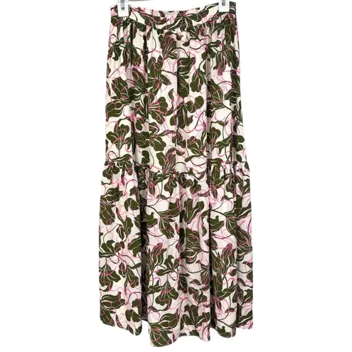 Parker  Soft White Floral Botanical Print Lined Green Pink Skirt Size NWT Size 4 - Image 8