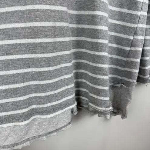 Soft Surroundings Sweatshirt Womens Medium Gray White Striped Casual Everyday