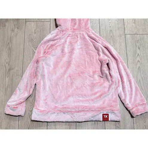 Members Mark Pink Plush Cozy Faux Fur Pullover Hoodie Shirt Top XL NEW NWT