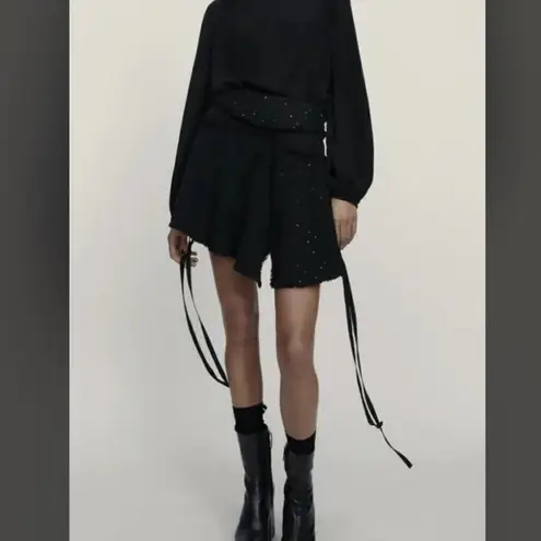 ZARA NWT  Tweed Sequin A Line Mini Skirt