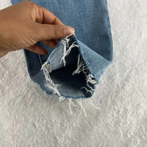 Soho High Waist Straight Jeans Womens 2 Blue Denim Stretch Mid Rise Frayed Hem - Image 5