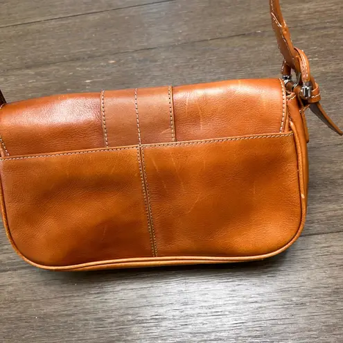 Etienne Aigner Genuine Leather Shoulder Bag Triple Compartments Buckle snap flat