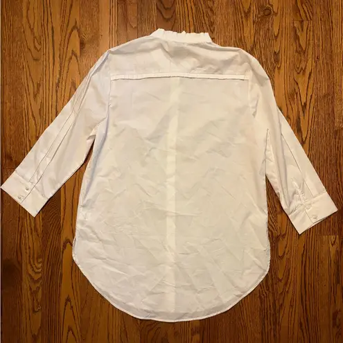 HD in Paris from Anthropologie White Ruffle Collar Button-Down Blouse - L (NWT)