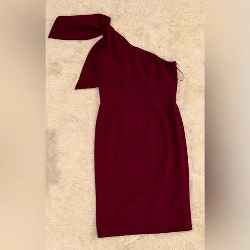 Dress the Population NWOT Tiffany One Shoulder Dark Magenta Midi Dress Sz L