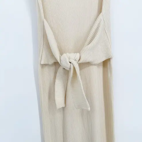 Rita Row Scoop Neck Ribbed Knit Sleeveless Sweater Tank Dress Cream Midi S