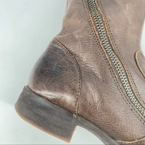 Born Women’s Dark Brown Leather Full Zip Riding Boots Size 6 flannel lined