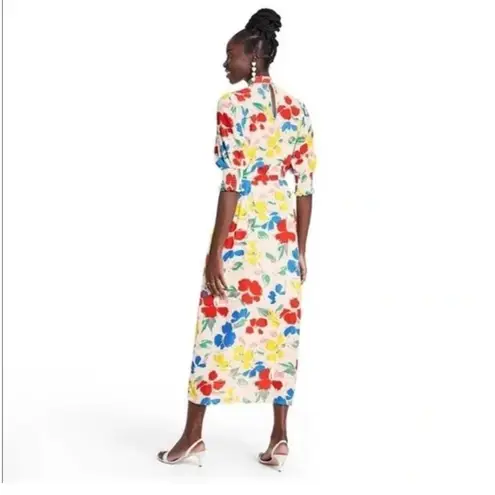 Rixo x Target Women’s White Floral Mock Neck Ruffle Midi Dress Size 2