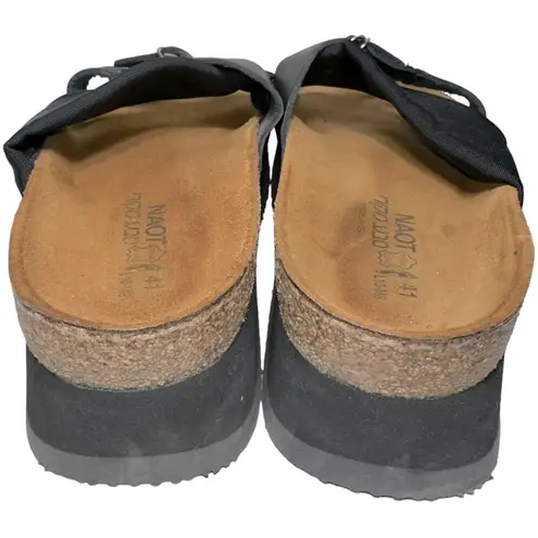 Naot Women’s Size 10 Black Strappy Buckle Cork Platform Wedge Sandals Slides