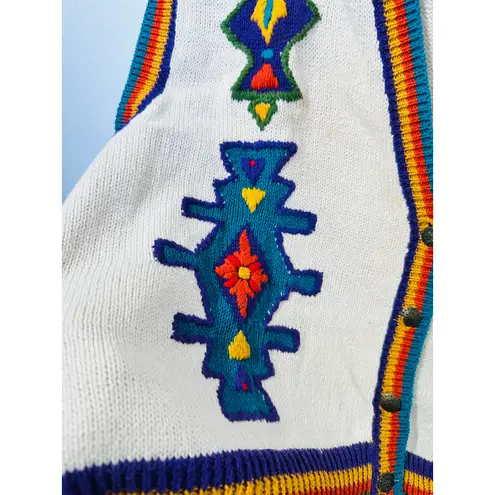 Vintage Napa Valley Rainbow Aztec Copper Button Sweater Vest Size Extra Large