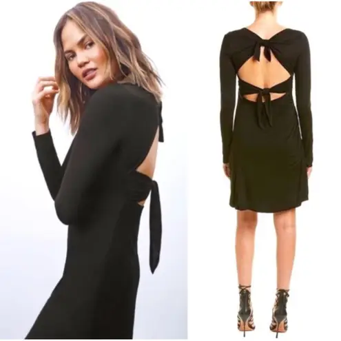 ALC Frank NWT A.L.C. Freya Tie Back Cut-Out Long Sleeve Dress in Black Jersey Size Large
