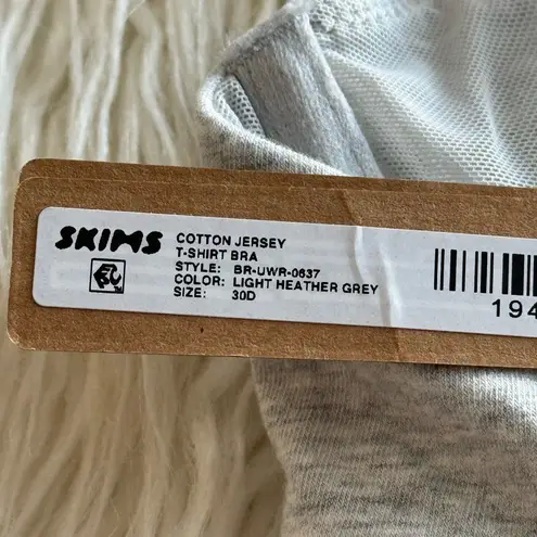 SKIMS Cotton Jersey T-shirt Bra Light Heather Grey Size 30D