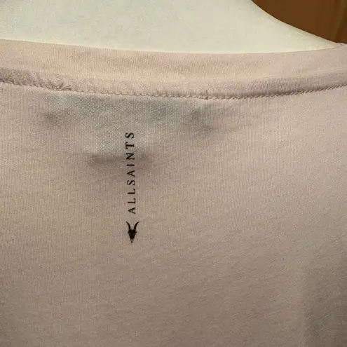 All Saints Kay Short Split Sleeve Tee in Blush Light Pink