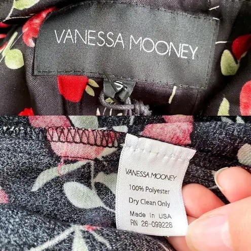 Vanessa Mooney Dress Venus Satin Floral Back-Tie Midi Summer Red Rose S NWT