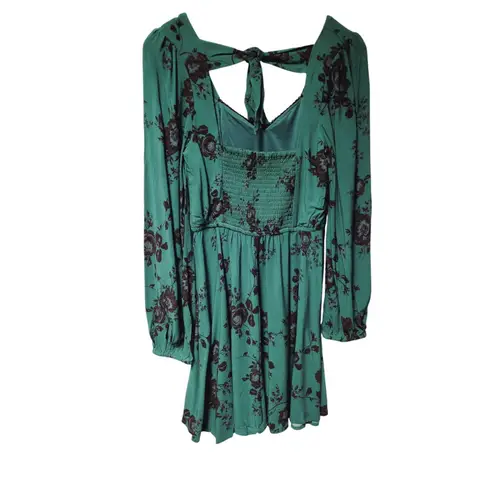 NWT Band of the Free Genevieve Emerald Black Floral Mini Dress Women's M Party Green Size M