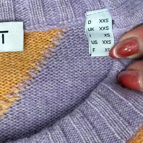 Esprit Purple Orange Diagonal Stripe Cashmere Blend Crew Neck Sweater size XXS - Image 8