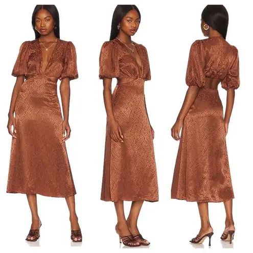 House of Harlow  1960 x Revolve NWT Chocolate Brown Patria Midi Dress