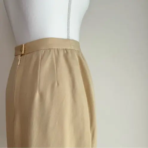 Vintage Escada Margaretha Ley Wool Pencil Skirt High Waist Cream Designer Small
