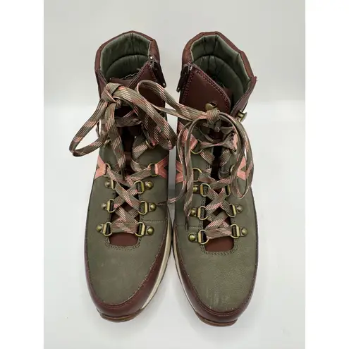 Alex Marie Boots Women 9 Green Thayla Leather Nubuck Lace Up Hiker Ankle Booties