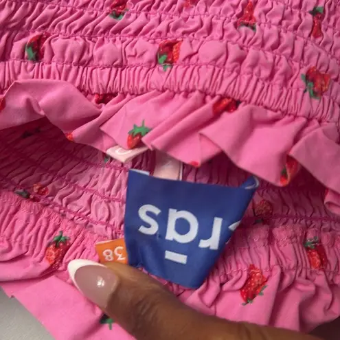 Cras Florence Dress Smocked Long sleeve Pink Strawberries Medium