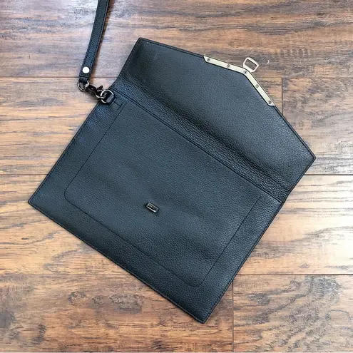 Botkier • Valentina Flap Clutch black pebbled leather envelope purse wristlet