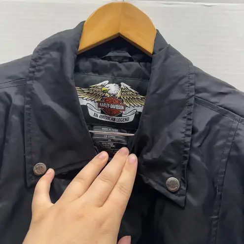 Harley Davidson Satin Quilted Windbreaker Jacket Black Size XL