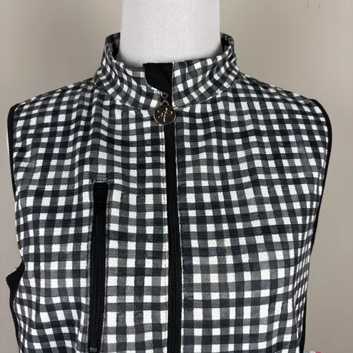 Stella Parker Vest Women XS Black White Gingham Full Zip Stretch Mock Neck UPF