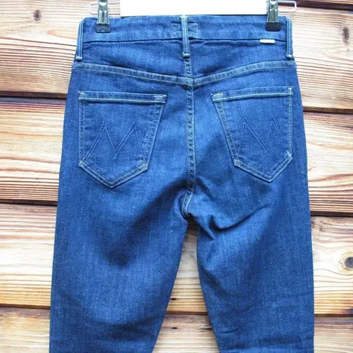 MOTHER High Waisted Looker Dagger Ankle Fray Lace Blue Size 25